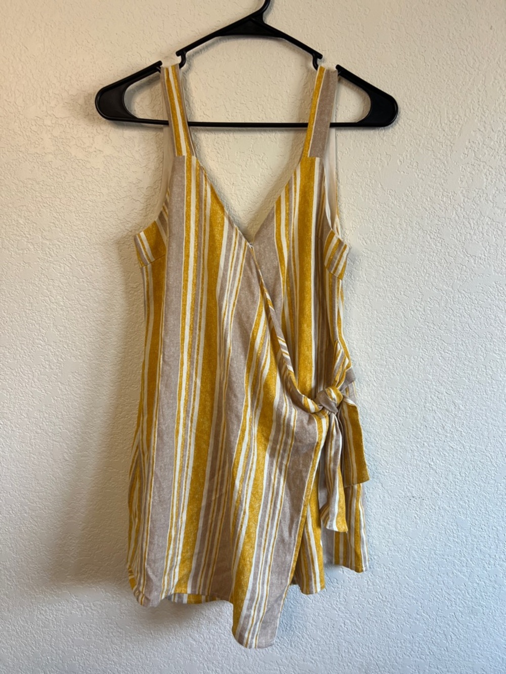 Le Lis Linen Striped Wrap Mini Dress Romper